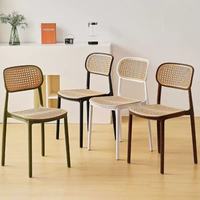 Chaise de salle à manger en rotin plastique empilable, durable, imperméable, de style européen moderne, écologique, pour hôtel, maison, usage extérieur