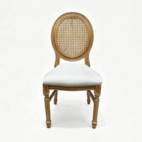 Chaise de mariage vintage en résine, dossier ovale en rotin, coussin en tissu, mobilier de banquet Louis XVI pour événements