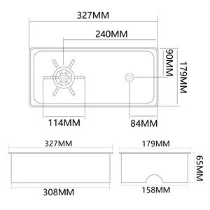 Commercial Rectangular Stainless Steel Glass Rinser, Built-in High Pressure Automatic Cup <b>Washer</b> Sink for Bar, Coffee Shop - Product Image 2