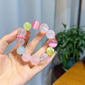 ナチュラルクリエイティビティDIY風水ヒーリングアクアマリンとピンククリスタルビーズブレスレットお土産 - Product Image 1