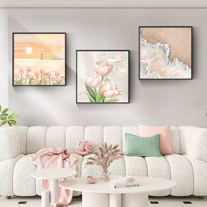 Luz moderna dormitorio de lujo pintura decorativa dormitorio principal pintura de Cabecera vista al mar flores gran pintura al óleo colgante de pared - Product Image 3