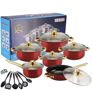 -Piece Chất lượng cao thép không gỉ <span class=keywords><strong>Cookware</strong></span> Set với đồ dùng, không dính nấu ăn nồi và chảo, cảm ứng sẵn sàng Nhà Bếp thiết lập - Product Image 1