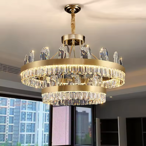 Lustre décoratif en cristal d'or de LED de salon de villa de luxe d'hôtel avec la taille moyenne réglable de taille garantie de 2 ans - Product Image 4
