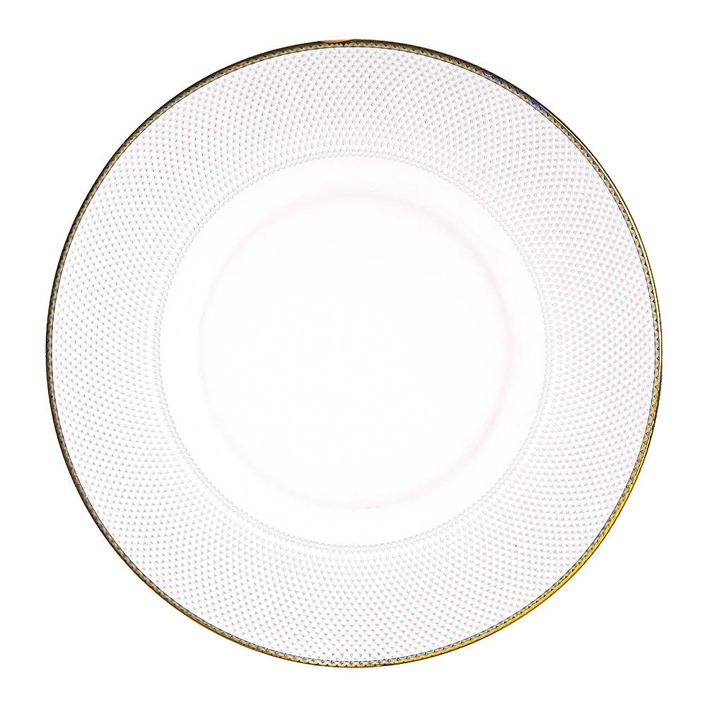 Clear with gold rim