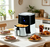 Friteuse à air électrique sans huile Vasion, modèle classique 2,5 L, carrée, en plastique, à commande numérique, pour usage domestique – Offre spéciale