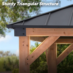ABCCANOPY Gazebo en <span class=keywords><strong>bois</strong></span> Patio extérieur Gazebo à toit rigide en acier Gazebo en <span class=keywords><strong>bois</strong></span> à cadre en cèdre avec toit en métal et crochet de plafond Tonnelle - Product Image 3