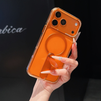 Coque de téléphone pour femme en PC intégral anti-jaunissement 2,3 mm avec paillettes diamantées pour iPhone 18 Pro Max 17 Pro 16 Plus 15, avec support métallique 360° et coque arrière
