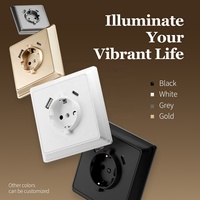 Prise murale unipolaire standard euro avec double ports USB Allemagne Schuko Type C & Type a 16A courant nominal prise ue