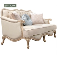 BFP HOME Muebles de Madera Sólida de Estilo Americano de Lujo, Juego de Sofás Modernos para Sala de Estar con Pintura Dorada/Plateada