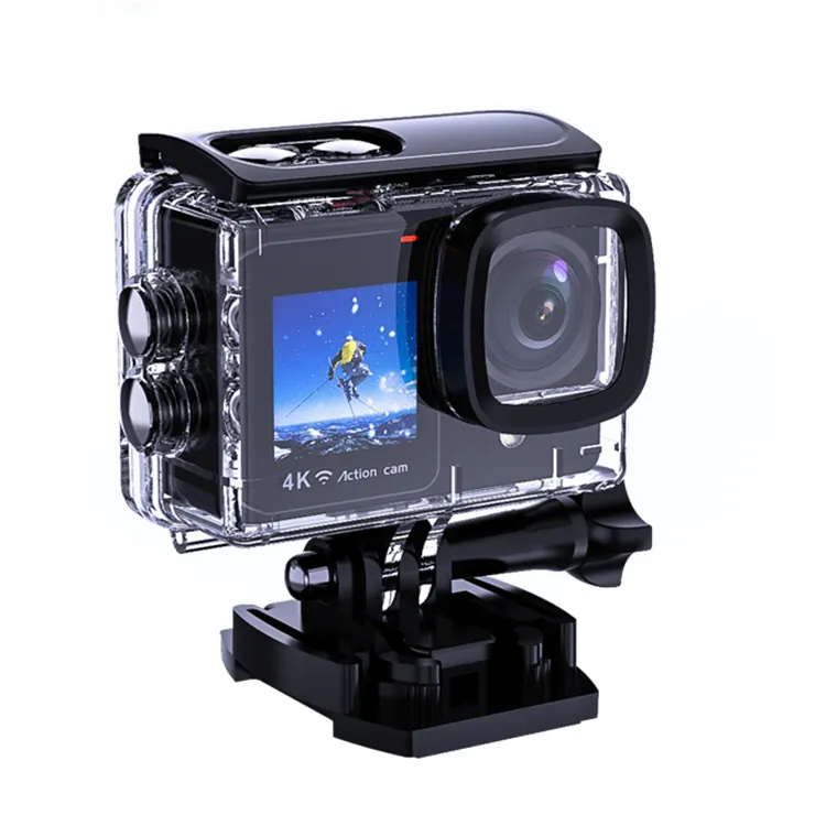 4K 30FPS EIS Waterproof sport action camera dual screen photo flash light Action cam