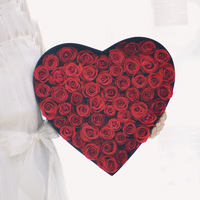 Cadeau de la Saint-Valentin, boîte en carton en forme de cœur d'amour, 2 pièces, bouquet, grande boîte en forme de cœur, fenêtre transparente, boîte cadeau pour fleurs