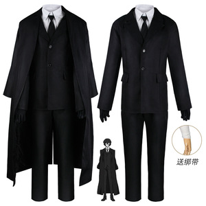 Costume de cosplay Bungo Stray Dogs Dazai Osamu, manteau en laine pour homme, noir, ensemble complet, jeu de rôle d'Halloween - Product Image 1