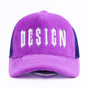 OEM Custom <strong>Purple</strong> 5 Panel Structured Velvet Trucker <strong>Hat</strong> Blank Custom Embroidery <strong>Hats</strong> Fuzzy Trucker <strong>Hat</strong> - Product Image 2