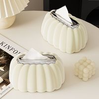 Boîte à mouchoirs de luxe en forme de citrouille avec levage automatique par ressort, distributeur de serviettes moderne pour cuisine, salon et bureau