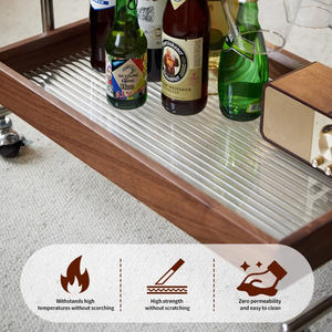 รถเข็นไม้แข็งสำหรับห้องนั่งเล่นสไตล์วินเทจรถเข็นชาเคลื่อนที่พร้อมชั้นวางสำหรับโซฟา - Product Image 4