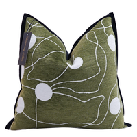 Housse de coussin décorative de luxe personnalisable en jacquard vert pour canapé, hôtel et fournisseur de produits pour la maison