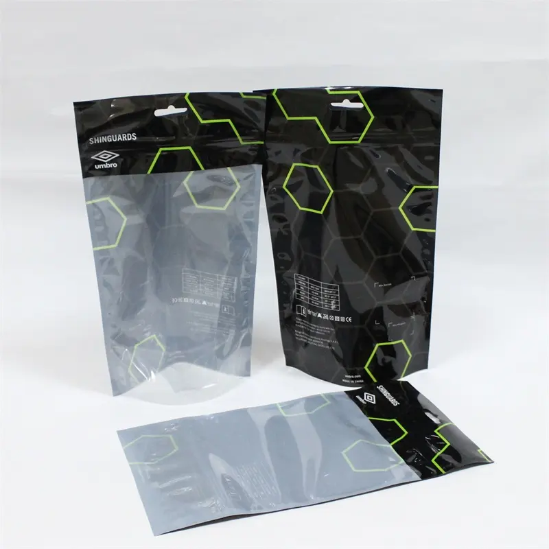 Custom printed hanger ziplock 3 sides sealing socks shirt sleeve plastic packaging bags