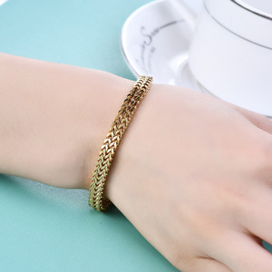Bracciali <span class=keywords><strong>a</strong></span> catena da uomo Byzantin in acciaio inossidabile, catena <span class=keywords><strong>a</strong></span> doppio filo con maglie <span class=keywords><strong>a</strong></span> spiga, braccialetto da polso stile rock punk biker, gioielli da uomo - Product Image 3