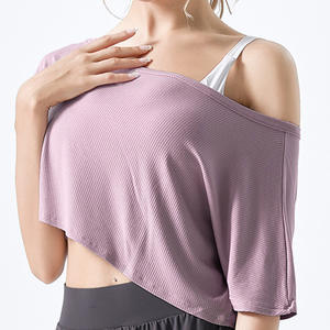 Top Corto a Maniche Corte con Spalle Scoperte per Yoga, Corsa e Allenamento, <span class=keywords><strong>T</strong></span>-<span class=keywords><strong>Shirt</strong></span> Crop Personalizzata da Palestra per Donne - Product Image 4