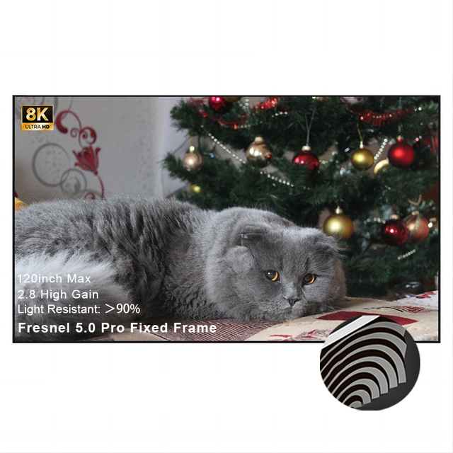 New Arrival VisualMr 100/120 Inch Fresnel 5.0 Pro ALR Projector Screen 8K Peak Gain 2.8 Fixed Frame Long Throw 16:9 Wall-Mounted