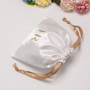 Toptan geri dönüşümlü biobioda özel baskılı Logo küçük ipek saten takı pembe kese ipli saten çanta - Product Image 4