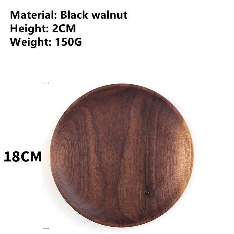 จานกลมวอลนัทสีดำ18*2ซม.