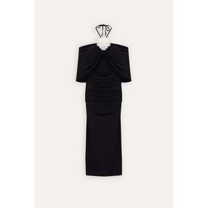 Robe de soirée vintage chic noire ornée de roses, coupe trapèze, avec sequins, taille empire, tailles XS à XL, idéale pour les fêtes d'anniversaire - Product Image 2