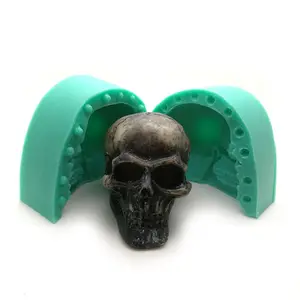 Ys hộp sọ lớn nến khuôn 3D Silicone Halloween hộp sọ Bộ Xương nến khuôn sô cô la bánh handmade Xà phòng thủ công trang trí công cụ