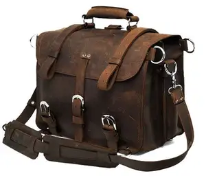 Herren Business Aktentasche Vintage Crazy Horse Leder 16 Zoll Laptop Messenger Bag Leder Große Kapazität Tragbare Büro tasche