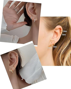 316L Surgical Stainless Steel <strong>Gold</strong> Plated Classic Huggie Hoop <strong>Earrings</strong> 6mm 8mm 10mm Hypoallergenic Cartilage Hinged <strong>Sleeper</strong> Gift - Product Image 3