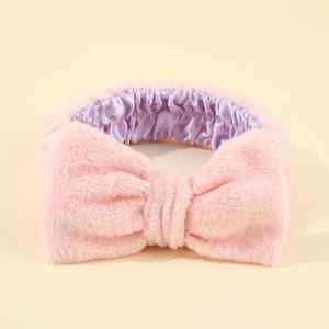 Custom Logo Flanel Spa Hoofdband Satijn Innerlijke Make-Up Gezicht Pols Gezicht Handdoek Wassen Boog Hoofdband Voor Vrouwen - Product Image 1