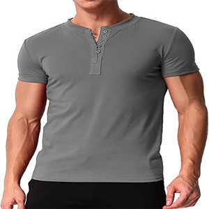 Bouton de 100% coton hommes <span class=keywords><strong>t</strong></span> chemise à manches courtes de mode <span class=keywords><strong>v</strong></span> cou <span class=keywords><strong>t</strong></span> <span class=keywords><strong>shirt</strong></span> hommes - Product Image 5