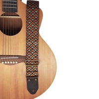 Sangle de guitare en cuir véritable broderie ethnique en gros pour les amateurs de sangle de guitare personnalisée Accessoires d'instruments de musique