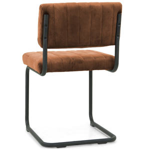 <span class=keywords><strong>Chaise</strong></span> de salle à manger en porte-à-faux en tissu <span class=keywords><strong>velours</strong></span> marron de luxe sans bras - Product Image 4