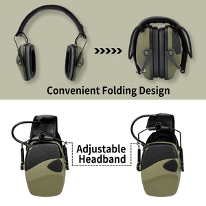 Protection auditive tactique électronique pour le tir, casque de tir, protège-oreilles pour le tir, design pliable avec coussinets d'oreille de remplacement - Product Image 2