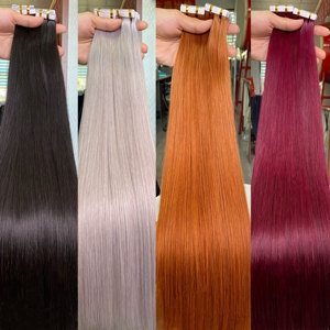 Extensions de cheveux naturels <span class=keywords><strong>Remy</strong></span> de qualité supérieure, double trame européenne, à bandes adhésives, 100 % cheveux humains - Product Image 2