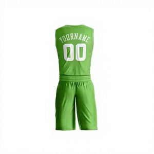 Ensemble de maillots de basket-ball verts avec nom de l'équipe imprimé sur le devant, logo, manches courtes, uniformes respirants pour adultes, unisexe, toutes saisons - Product Image 3