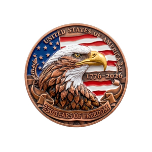 Moneda Conmemorativa del 250 Aniversario de Animal America, 1 oz, Cobre Puro 999, Set de Monedas con Águila y Campana de la Libertad 1776-2026, Impresión UV - Product Image 1