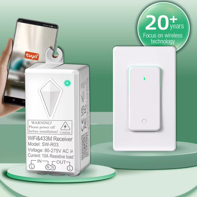 Smart On/Off Light Remote Switch 1000W 10A Anti-surge Ceiling LED Lamp Kit with 2.4Ghz Wifi App Control Wireless for Mall
