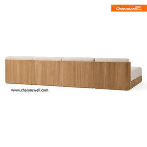 Élégant Canapé d'Extérieur en <span class=keywords><strong>Teck</strong></span> 4 Places avec Motif Rayé, <span class=keywords><strong>Teck</strong></span> de Qualité Supérieure Résistant aux Intempéries pour Salon de Jardin - Product Image 6