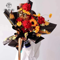 Kertas Pembungkus Bunga Xihuanong Sunflower Letter Yuyin, Kertas Floral Premium untuk Buket DIY, Perlengkapan Toko Bunga dan Florist