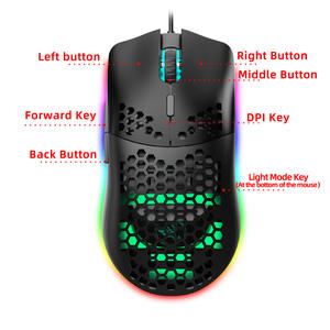 Haohuaxin RGB Mouse game, lampu desain ergonomis pemrograman makro nirkabel 6 tombol 2.4Ghz tangan kanan dapat diputar - Product Image 4