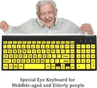 Full Size Large Print 2.4g Wireless Keyboard and Mouse With Oversized Print for Kids Visually Impaired Low Vision Individuals