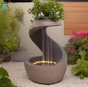 نافورة مياه داخلية وخارجية كبيرة من الراتنج على الطراز الأوروبي بتصميم متدفق، مناسبة كديكور للمنزل والحديقة وتوضع على سطح المكتب أو الحائط - Product Image 5