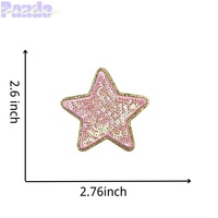 Parche de estrella de hierro de 2,6 pulgadas hecho a mano, borde brillante de alta calidad, bordado de lentejuelas para ropa vaquera o sombreros