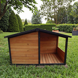 SDD011 grande classica casa per cani da esterno per gatti di lusso moderna gabbia in legno con finitura in ferro resistente alle intemperie - Product Image 1