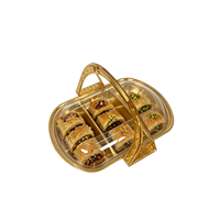 Boîte Cadeau Portable en Plastique de Qualité Alimentaire pour Pâtisseries, Dattes, Fruits, Baklava Doré, Emballage de Bonbons Arabes pour Fournitures du Ramadan