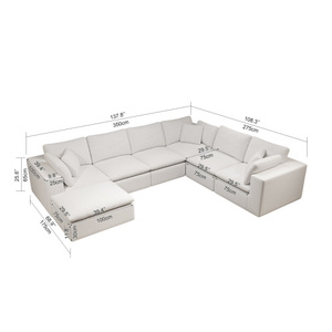 Modular Modern Square Sectional <b>Sofa</b> Set Upholstered Compressed Couch for Living Room Bedroom Apartment Villa No Assembly - Product Image 4