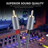 Cable de Audio Premium de 2 RCA a 2 RCA, de 1M, 1.5M, 2M, 3M, 5M, 10M, 15M, 20M, con Conectores Macho, de Nailon, para Altavoces de Coche, DVD, TV, Ordenador