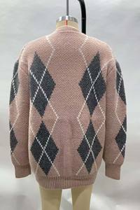 Maglione con scollo a V Casual alla moda Cardigan con bottone monopetto anteriore Argyle Design per l'inverno <span class=keywords><strong>Online</strong></span> - Product Image 5